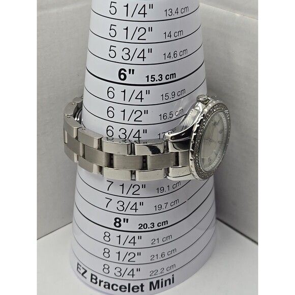 Michael Kors MK54C1 Silver Crystal Bezel White Dial Date Quartz New Battery - Picture 7 of 12